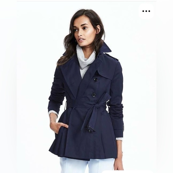 Banana Republic Jackets & Blazers - Banana Republic Navy Belted Trench Coat XS Double Breasted Classic EUC